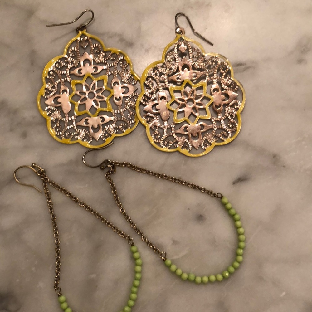 A set of colorful dangling earrings